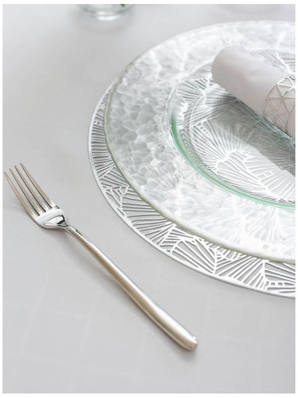 Набор салфеток сервировочных на стол Доляна «Веер», d=38 см, 4 шт, цвет серебряный