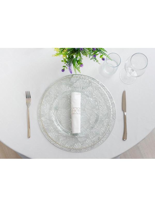Набор салфеток сервировочных на стол Доляна «Веер», d=38 см, 4 шт, цвет серебряный
