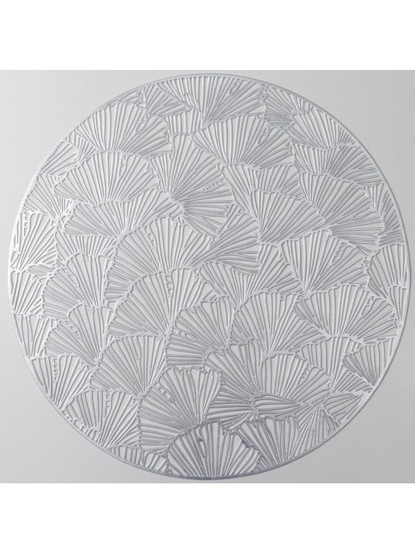 Набор салфеток сервировочных на стол Доляна «Веер», d=38 см, 4 шт, цвет серебряный