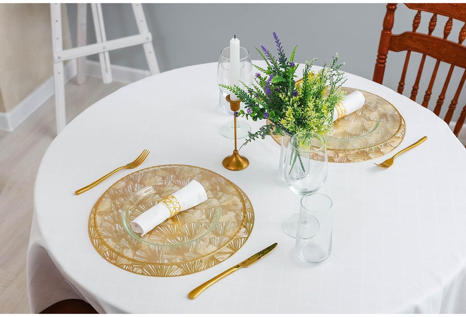 Набор салфеток сервировочных на стол Доляна «Веер», d=38 см, 4 шт, цвет золотой