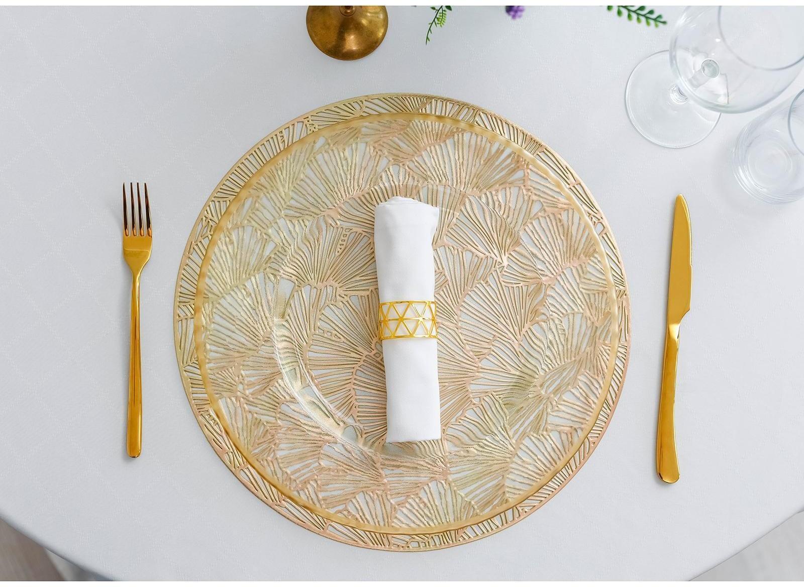 Набор салфеток сервировочных на стол Доляна «Веер», d=38 см, 4 шт, цвет золотой