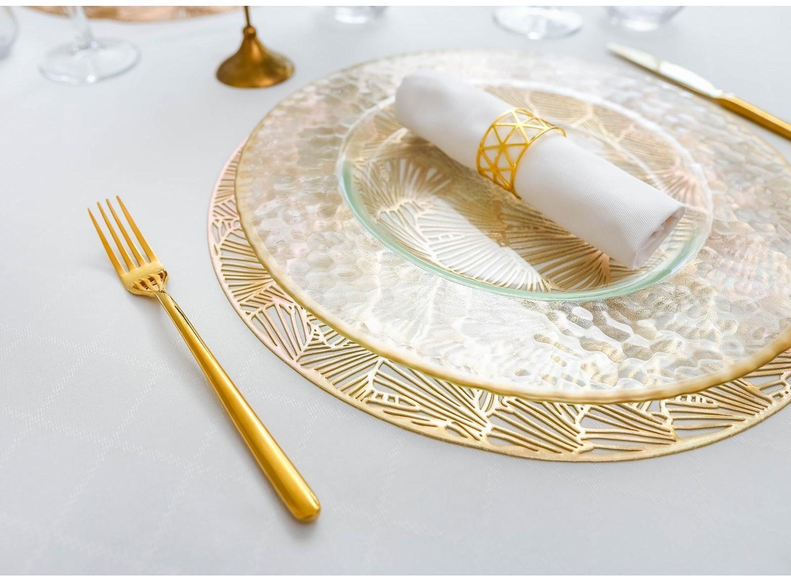 Набор салфеток сервировочных на стол Доляна «Веер», d=38 см, 4 шт, цвет золотой