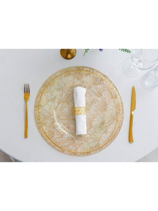 Набор салфеток сервировочных на стол Доляна «Веер», d=38 см, 4 шт, цвет золотой