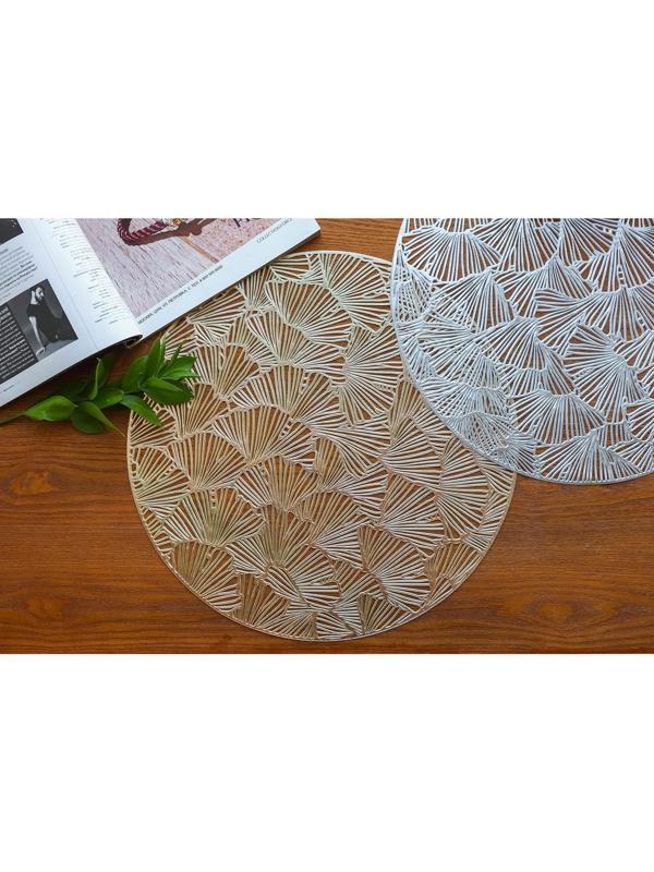 Набор салфеток сервировочных на стол Доляна «Веер», d=38 см, 4 шт, цвет золотой