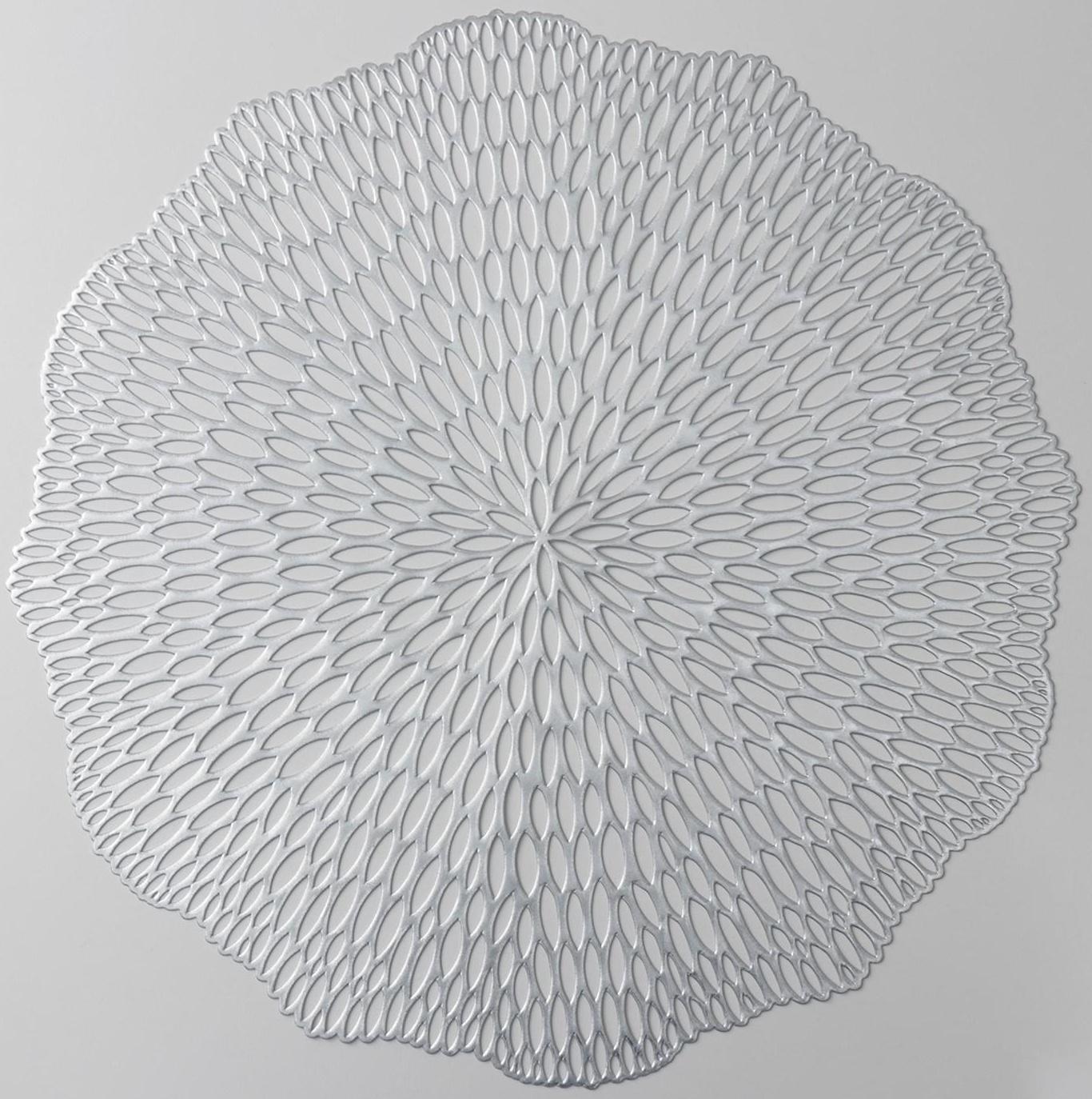 Набор салфеток сервировочных на стол Доляна «Мэри», d=38 см, 4 шт, цвет серебряный