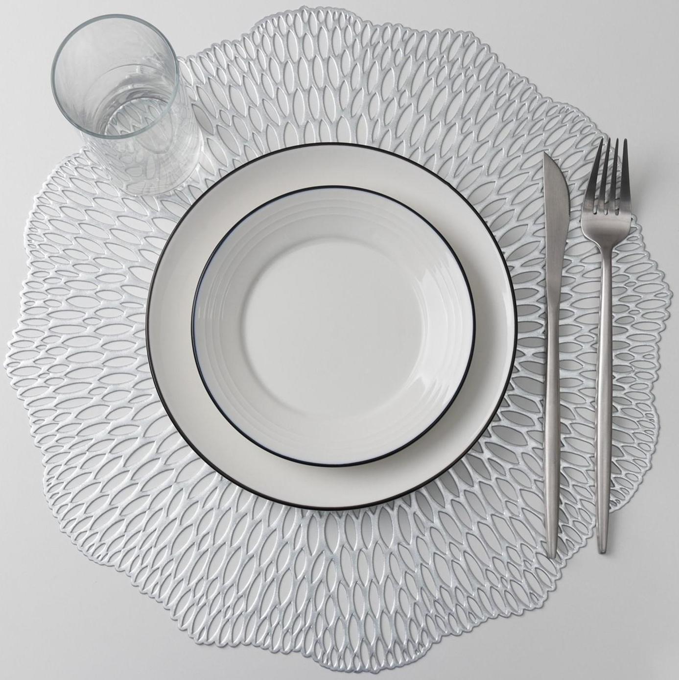 Набор салфеток сервировочных на стол Доляна «Мэри», d=38 см, 4 шт, цвет серебряный