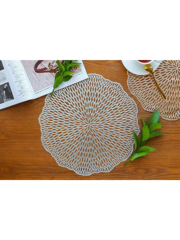 Набор салфеток сервировочных на стол Доляна «Мэри», d=38 см, 4 шт, цвет серебряный