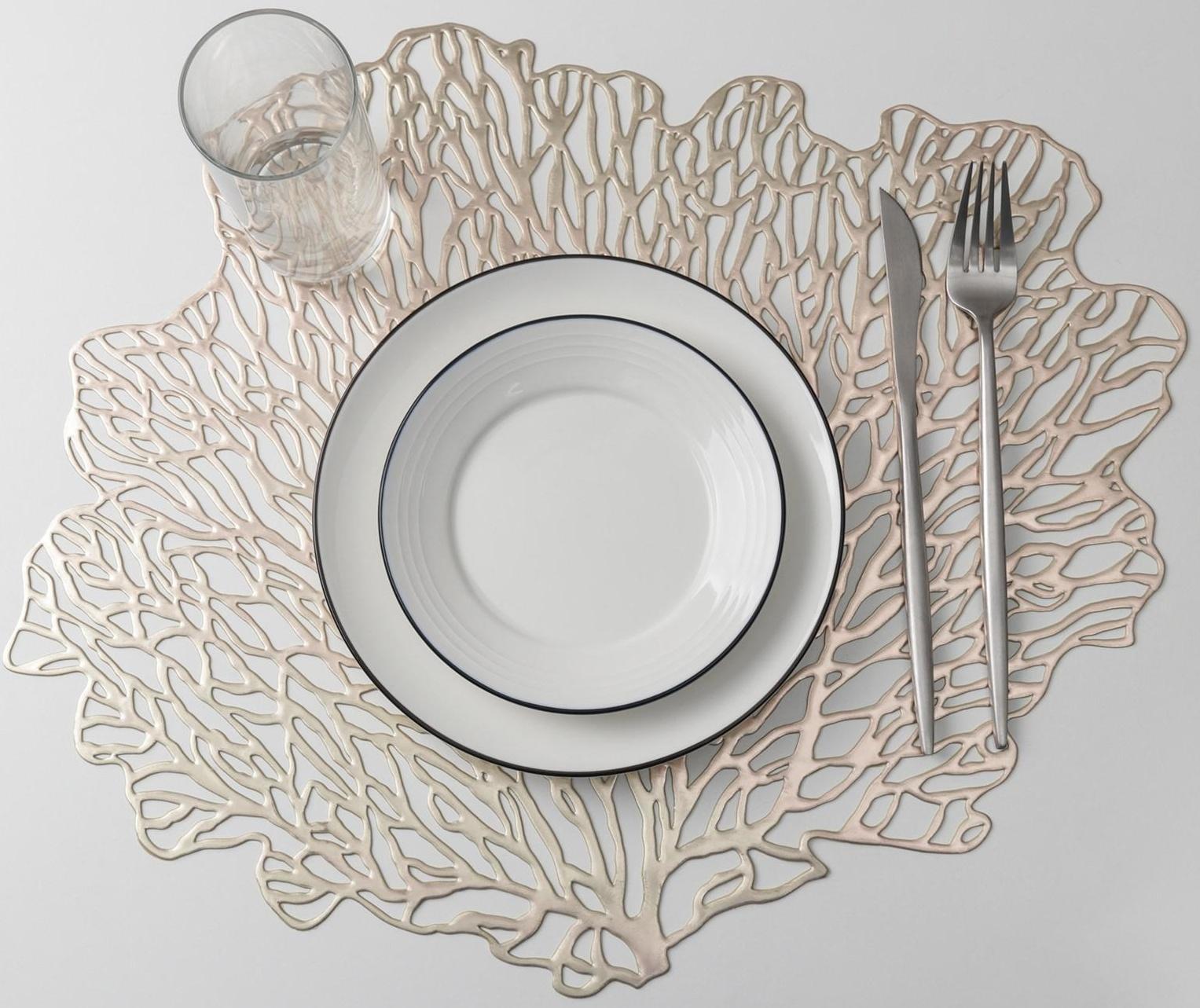 Набор салфеток сервировочных на стол Доляна «Кораллы», 48×39 см, 4 шт, цвет золотой