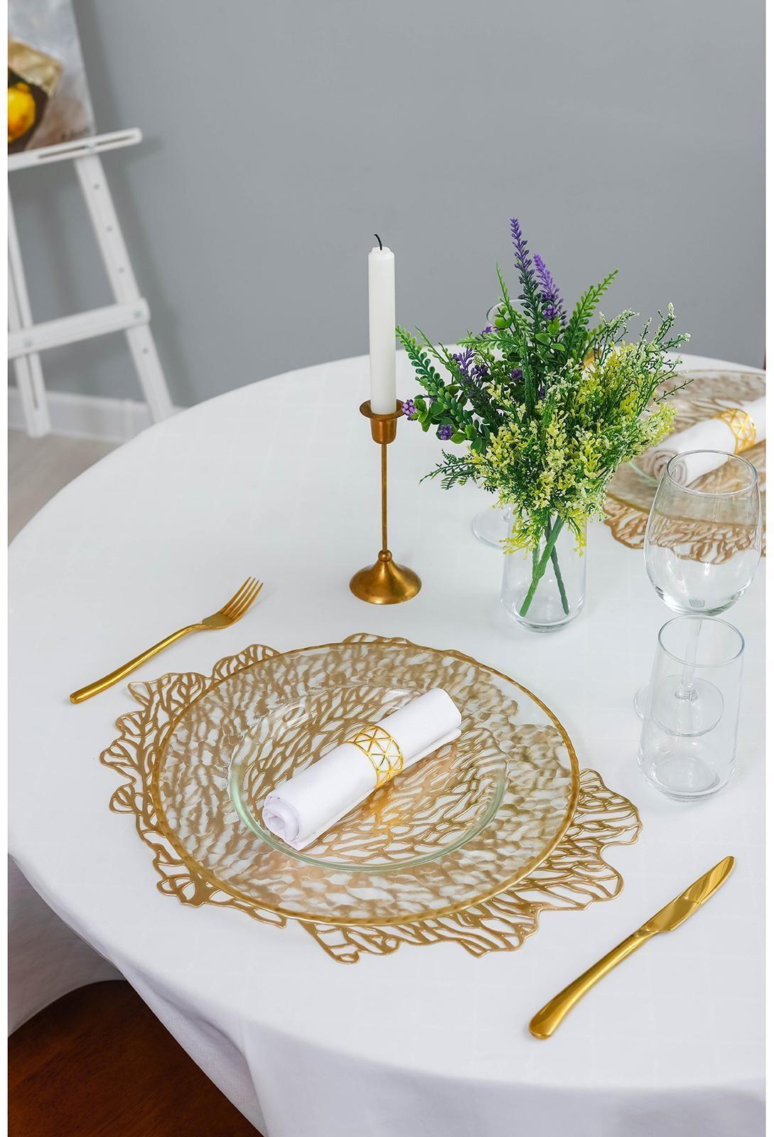 Набор салфеток сервировочных на стол Доляна «Кораллы», 48×39 см, 4 шт, цвет золотой