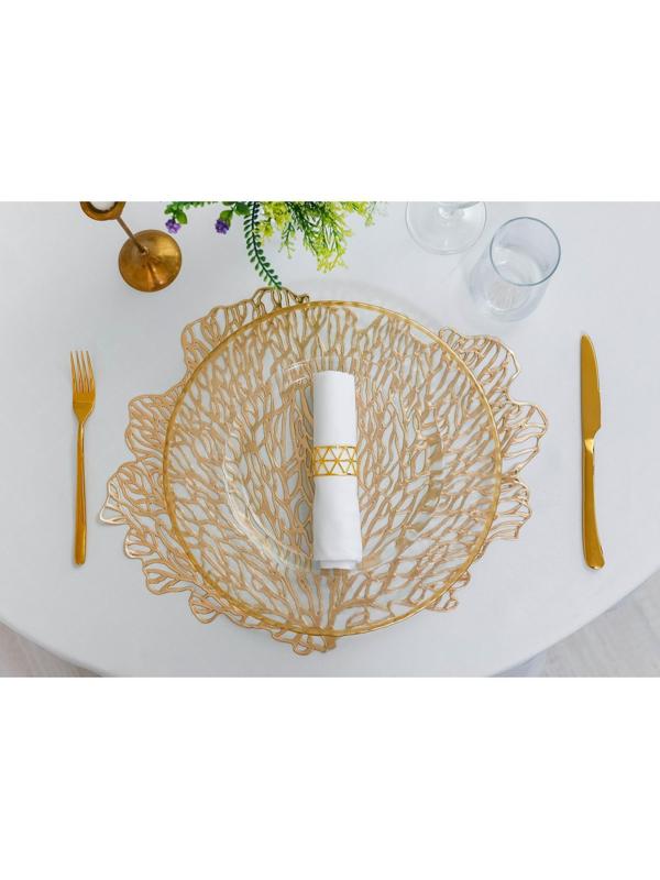 Набор салфеток сервировочных на стол Доляна «Кораллы», 48×39 см, 4 шт, цвет золотой