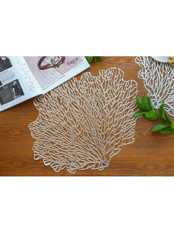 Набор салфеток сервировочных на стол Доляна «Кораллы», 48×39 см, 4 шт, цвет золотой