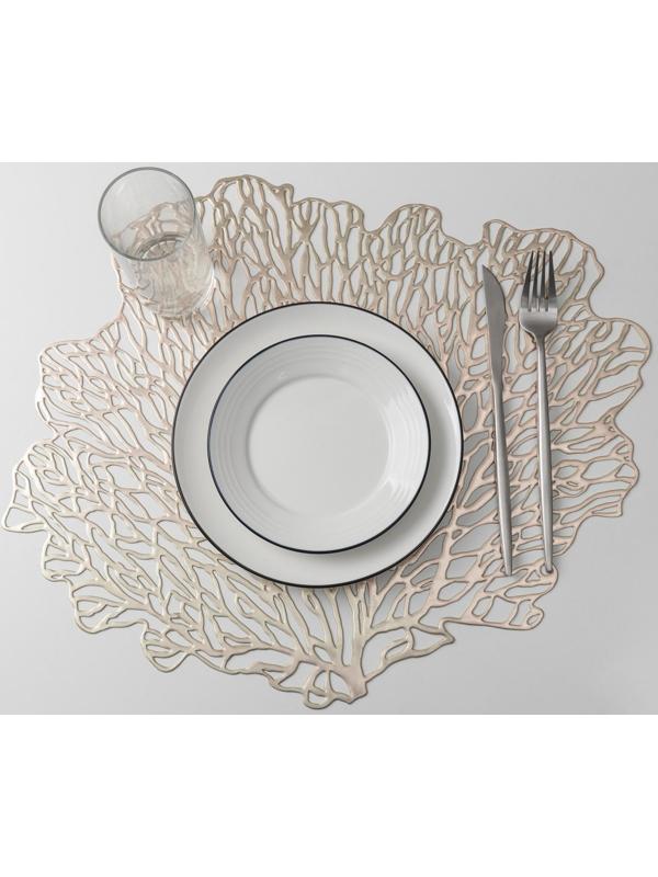 Набор салфеток сервировочных на стол Доляна «Кораллы», 48×39 см, 4 шт, цвет золотой