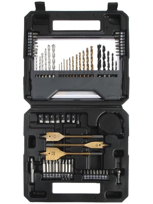 Набор универсальный ТУНДРА, сверла по дереву, бетону, металлу, биты, торц. головки, 70 шт.