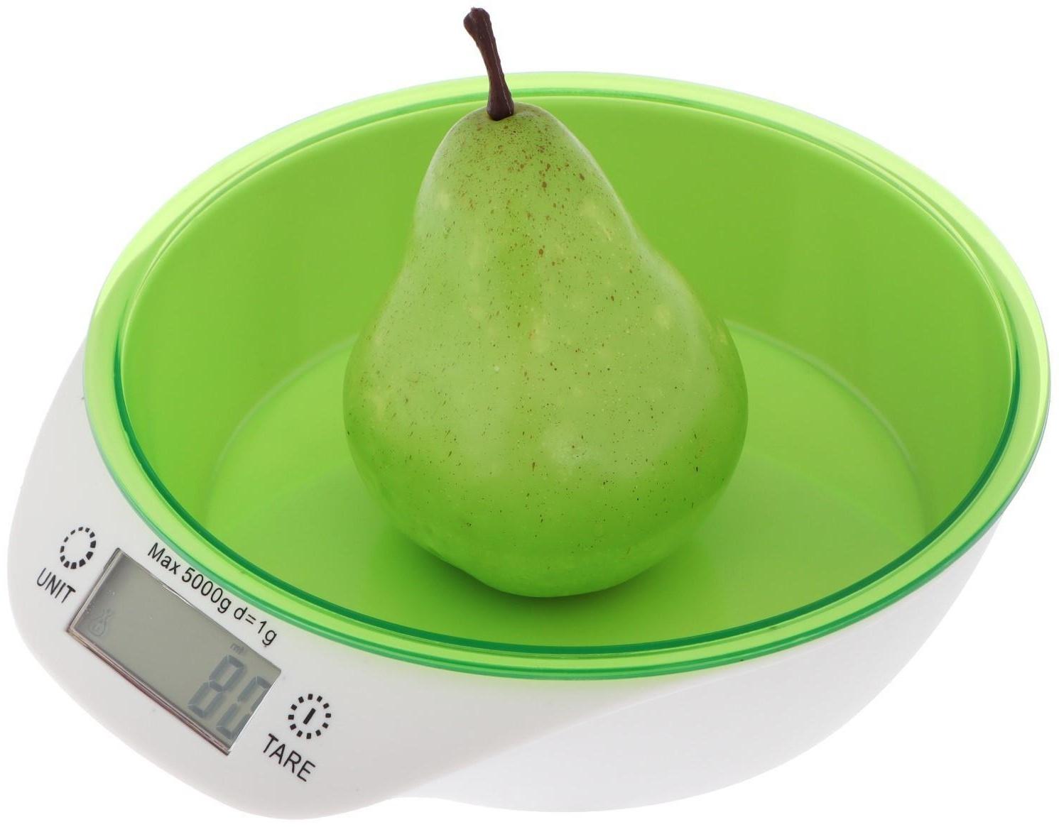 Весы кухонные Windigo LVKB-501, электронные, до 5 кг, чаша 1.3 л, зелёные
