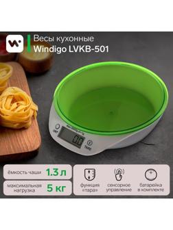 Весы кухонные Windigo LVKB-501, электронные, до 5 кг, чаша 1.3 л, зелёные