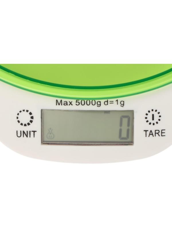 Весы кухонные Windigo LVKB-501, электронные, до 5 кг, чаша 1.3 л, зелёные