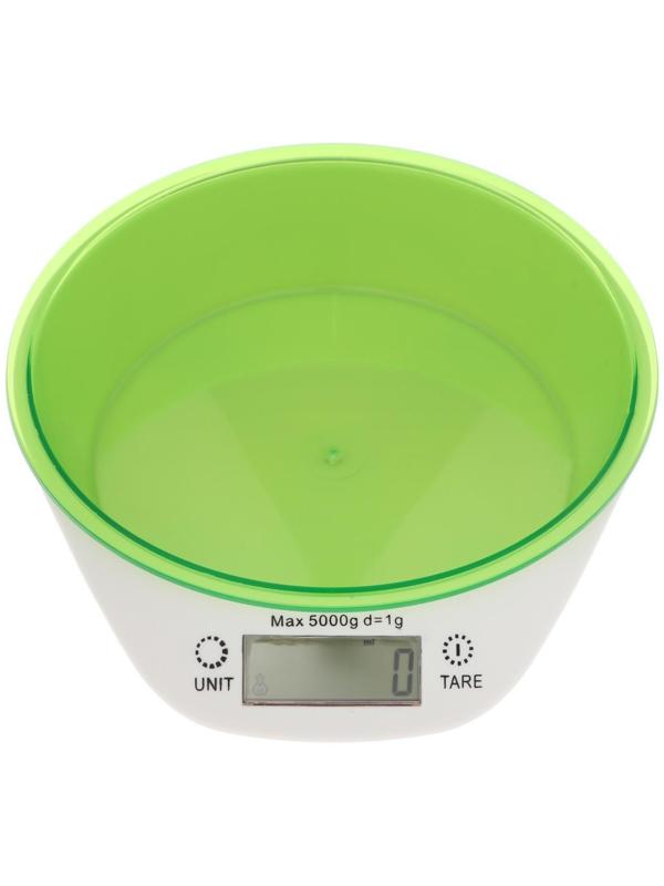 Весы кухонные Windigo LVKB-501, электронные, до 5 кг, чаша 1.3 л, зелёные