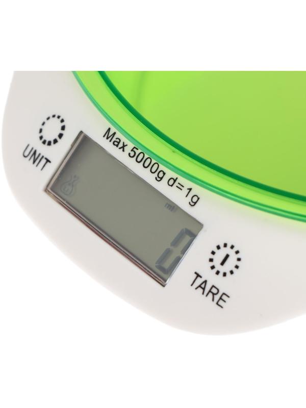 Весы кухонные Windigo LVKB-501, электронные, до 5 кг, чаша 1.3 л, зелёные