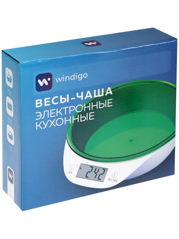 Весы кухонные Windigo LVKB-501, электронные, до 5 кг, чаша 1.3 л, зелёные