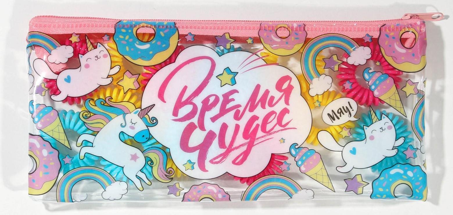 Резинки пружинки для волос «Время чудес», 15 шт., косметичка