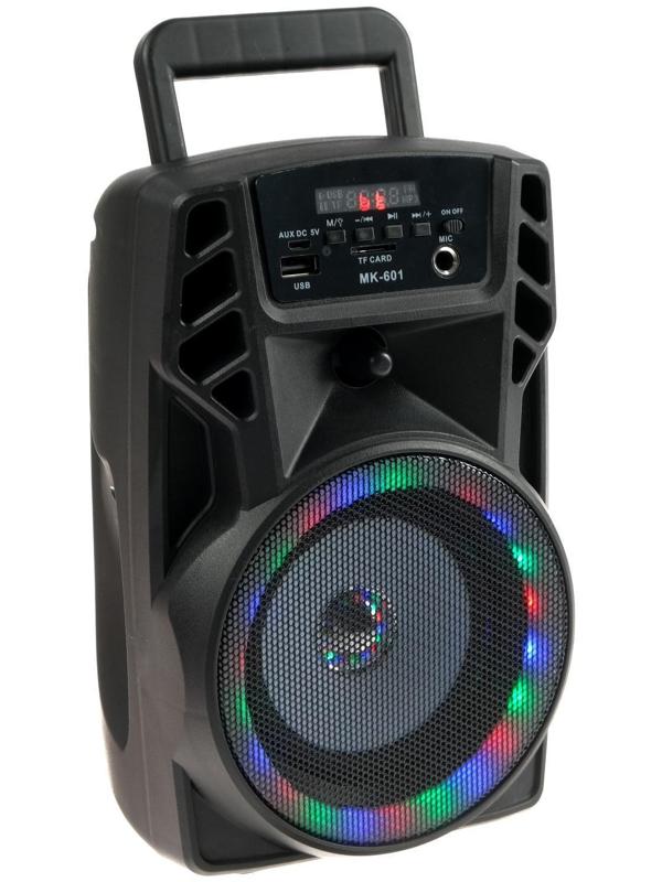 Портативная колонка LAB-08 MK-601, 5Вт, 600 мАч, TF, FM, AUX, USB, MIC, с подсветкой,черная
