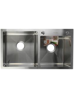 Мойка кухонная AFLORN AF97843-D, врезная, двойная, S=3,0 и 0,8 мм, 78х43х22 см, сифон, сатин