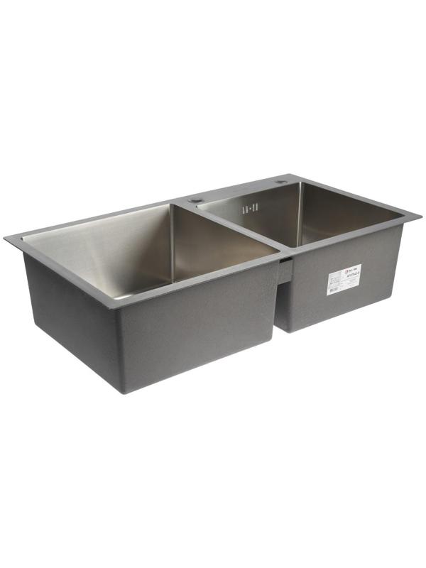 Мойка кухонная AFLORN AF97843-D, врезная, двойная, S=3,0 и 0,8 мм, 78х43х22 см, сифон, сатин