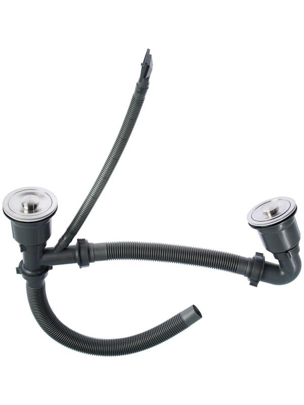 Мойка кухонная AFLORN AF97843-D, врезная, двойная, S=3,0 и 0,8 мм, 78х43х22 см, сифон, сатин