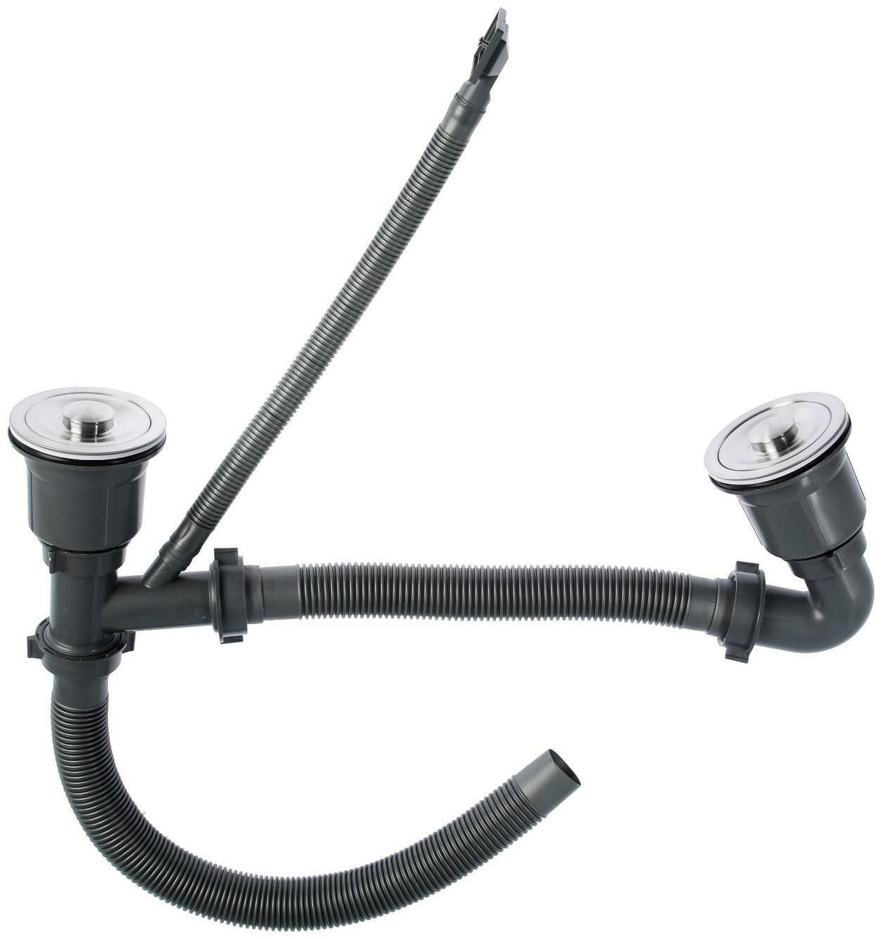 Мойка кухонная AFLORN AF97843B-D, врезная, двойная, S=3,0 и 0,8мм, 78х43х22см, сифон, графит