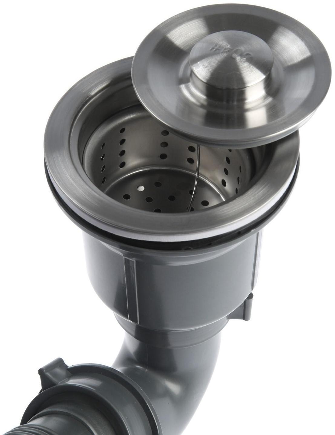 Мойка кухонная AFLORN AF97843B-D, врезная, двойная, S=3,0 и 0,8мм, 78х43х22см, сифон, графит