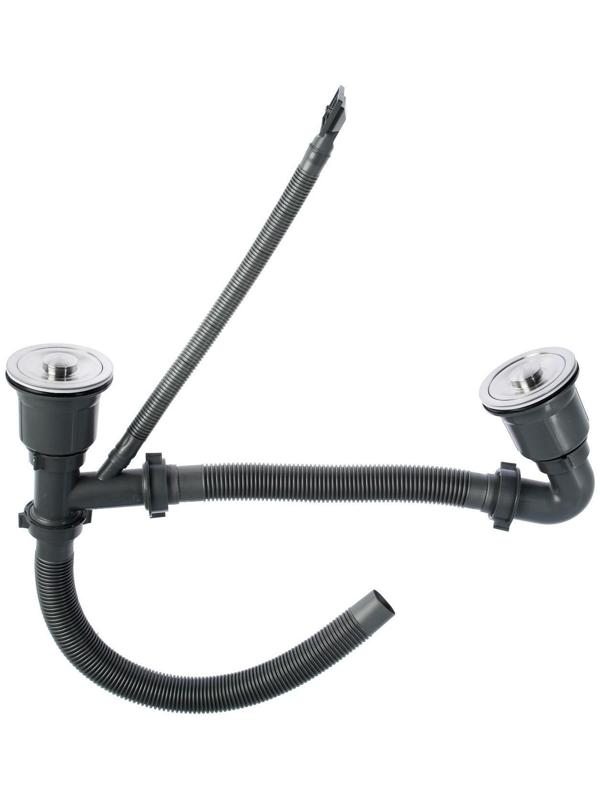 Мойка кухонная AFLORN AF97843B-D, врезная, двойная, S=3,0 и 0,8мм, 78х43х22см, сифон, графит