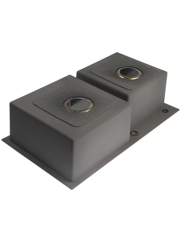 Мойка кухонная AFLORN AF97843B-D, врезная, двойная, S=3,0 и 0,8мм, 78х43х22см, сифон, графит