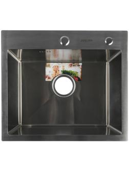 Мойка кухонная AFLORN AF95044, врезная, S=3,0 и 0,8 мм, 50х44х22 см, сифон, сатин