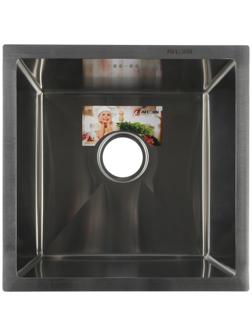 Мойка кухонная AFLORN AF94444, врезная, S=3,0 и 0,8 мм, 44х44х22 см, сифон, сатин