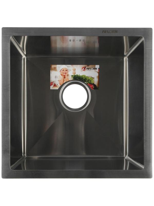 Мойка кухонная AFLORN AF94444, врезная, S=3,0 и 0,8 мм, 44х44х22 см, сифон, сатин