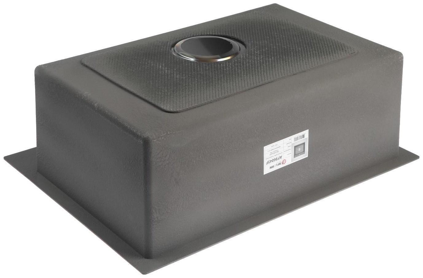 Мойка кухонная AFLORN AF96045F, врезная, S=3,0 и 0,8 мм, 60х45х20 см, сифон, графит
