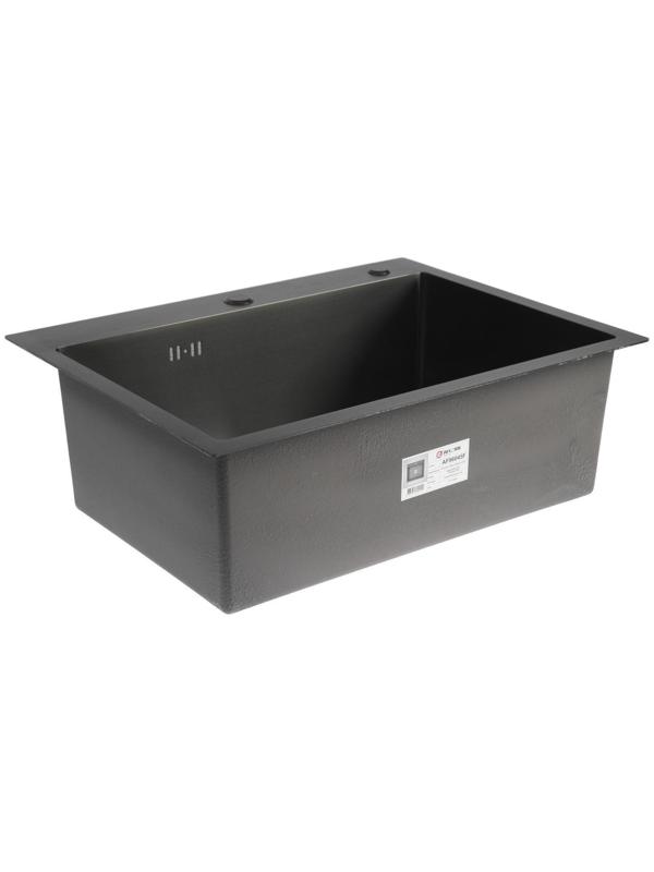 Мойка кухонная AFLORN AF96045F, врезная, S=3,0 и 0,8 мм, 60х45х20 см, сифон, графит