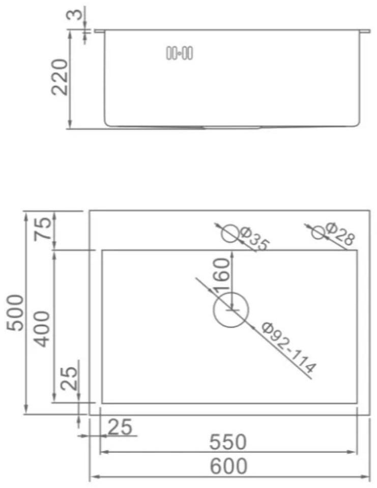 Мойка кухонная AFLORN AF96050, врезная, S=3,0 и 0,8 мм, 60х50х22 см, сифон, сатин