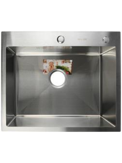 Мойка кухонная AFLORN AF96050, врезная, S=3,0 и 0,8 мм, 60х50х22 см, сифон, сатин