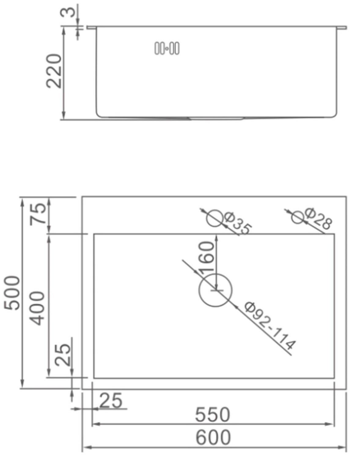 Мойка кухонная AFLORN AF96050F, врезная, S=3,0 и 0,8 мм, 60х50х20 см, сифон, графит
