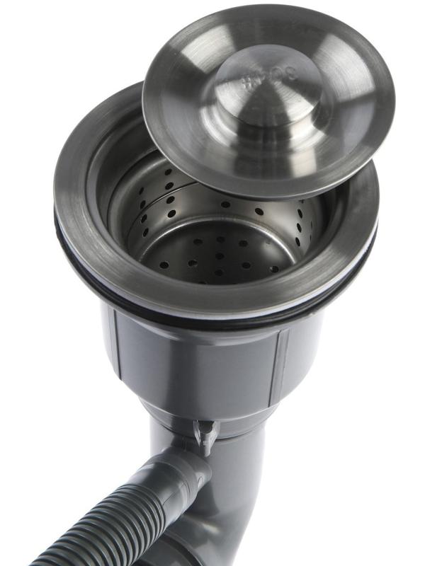 Мойка кухонная AFLORN AF96050F, врезная, S=3,0 и 0,8 мм, 60х50х20 см, сифон, графит