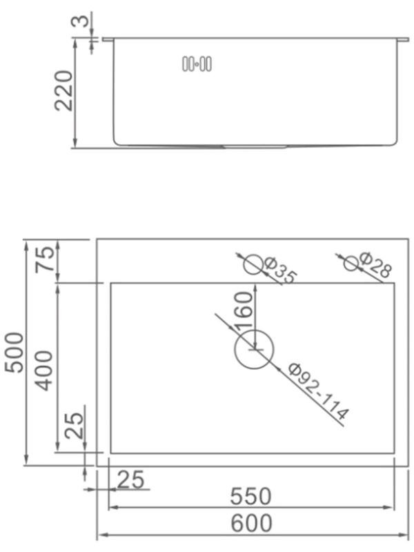 Мойка кухонная AFLORN AF96050F, врезная, S=3,0 и 0,8 мм, 60х50х20 см, сифон, графит