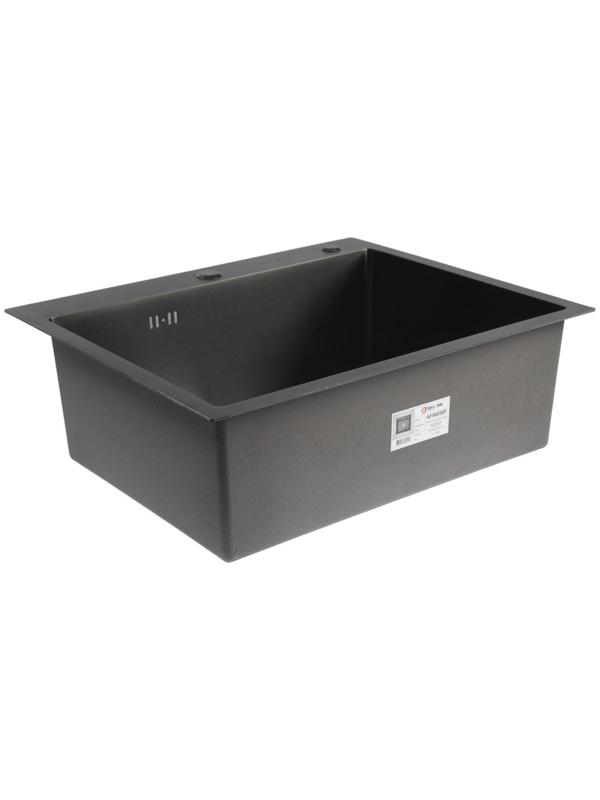 Мойка кухонная AFLORN AF96050F, врезная, S=3,0 и 0,8 мм, 60х50х20 см, сифон, графит