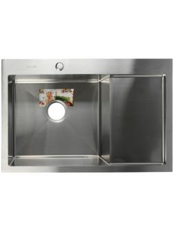 Мойка кухонная AFLORN AF97851-L, врезная, левая, S=3,0 и 0,8 мм, 78х51х22 см, сифон, сатин