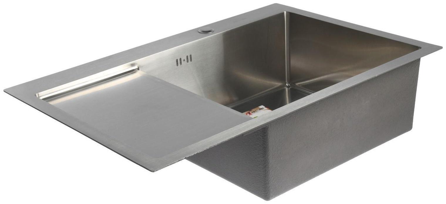 Мойка кухонная AFLORN AF97851-R, врезная, правая, S=3,0 и 0,8 мм, 78х51х22 см, сифон, сатин