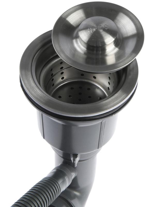 Мойка кухонная AFLORN AF97851F-L, врезная, левая, S=3,0 и 0,8 мм, 78х51х22 см, сифон, графит