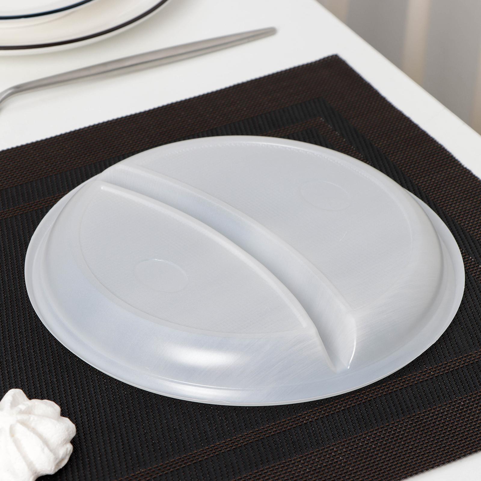 Тарелка одноразовая, d=20,5 см, 2-х секционная, цвет белый