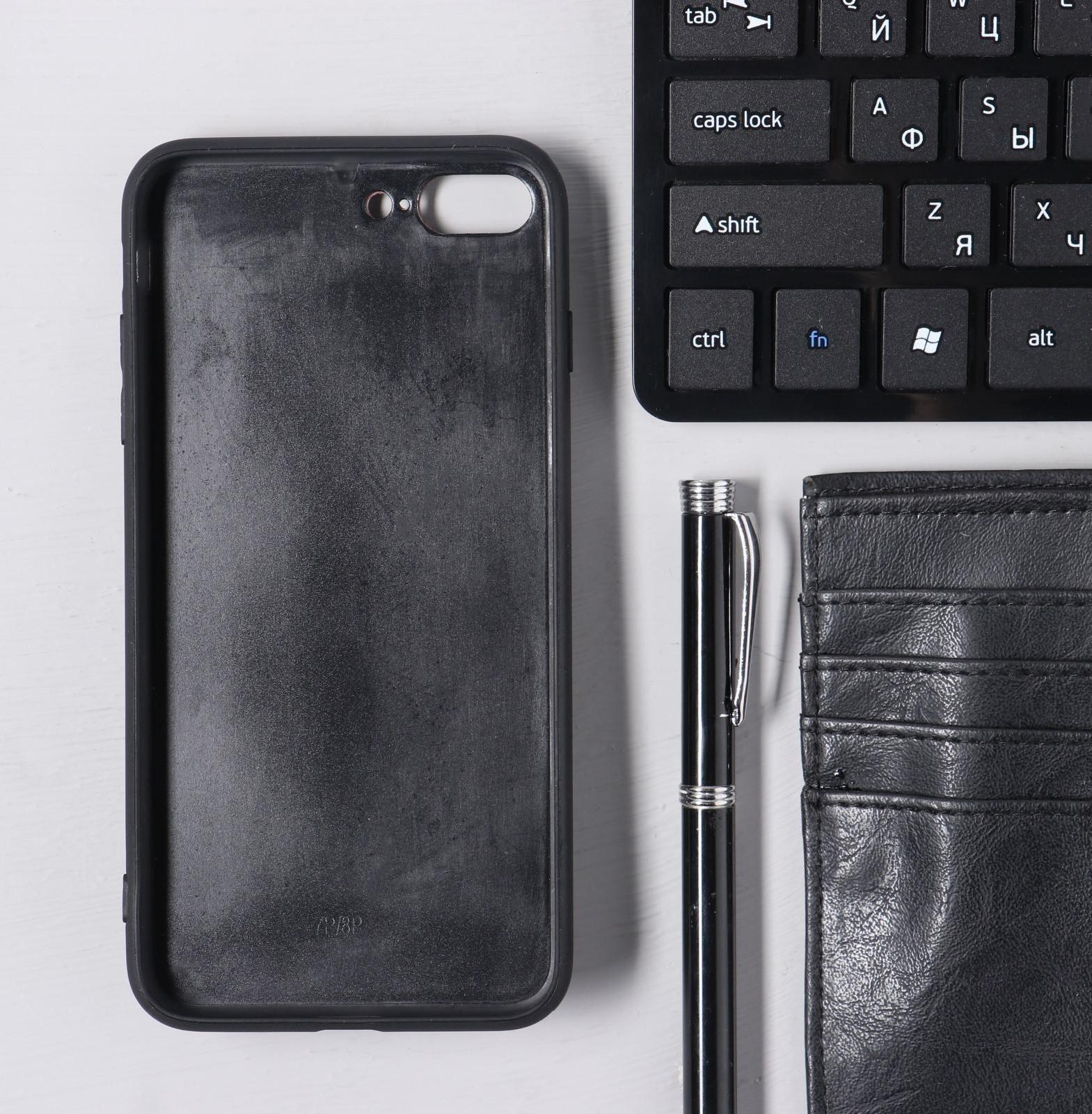 Чехол LuazON для iPhone 7 Plus/8 Plus, с отсеками под карты, кожзам, коричневый