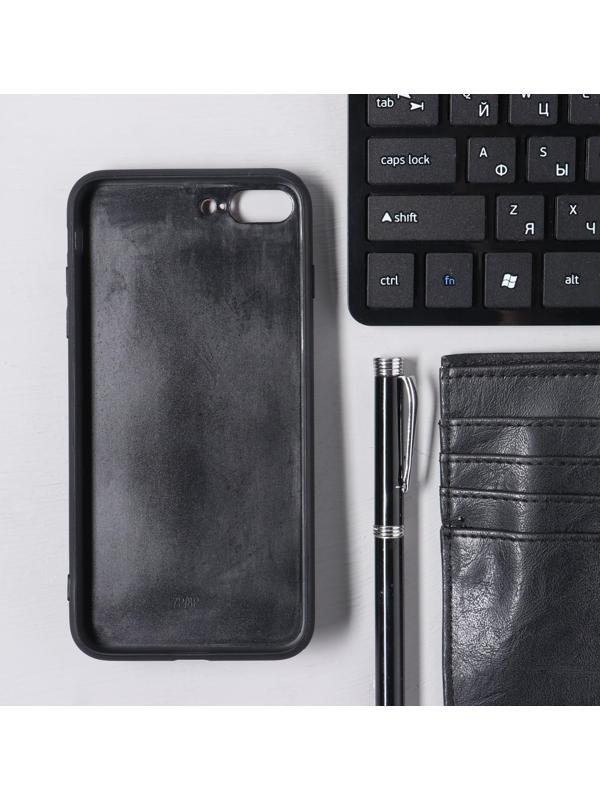 Чехол LuazON для iPhone 7 Plus/8 Plus, с отсеками под карты, кожзам, коричневый