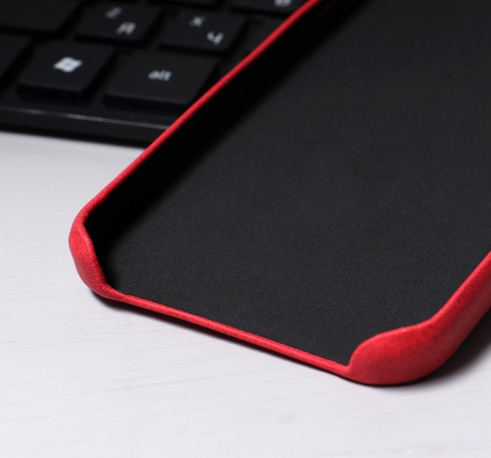 Чехол LuazON для iPhone 12/12 Pro, с отсеком под карты, кожзам, красный